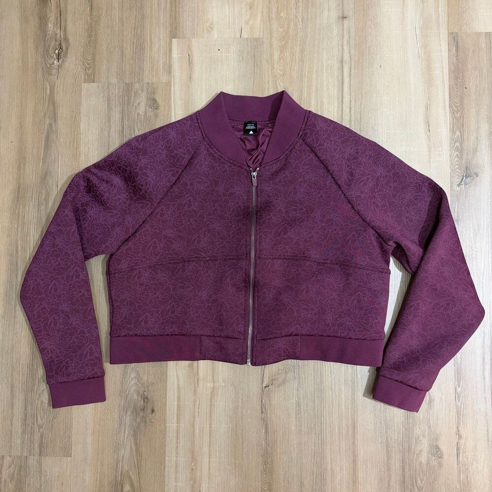 Balance Athletica Flight Cropped Bomber Jacket Nightshade Sz XL Barrecore Floral